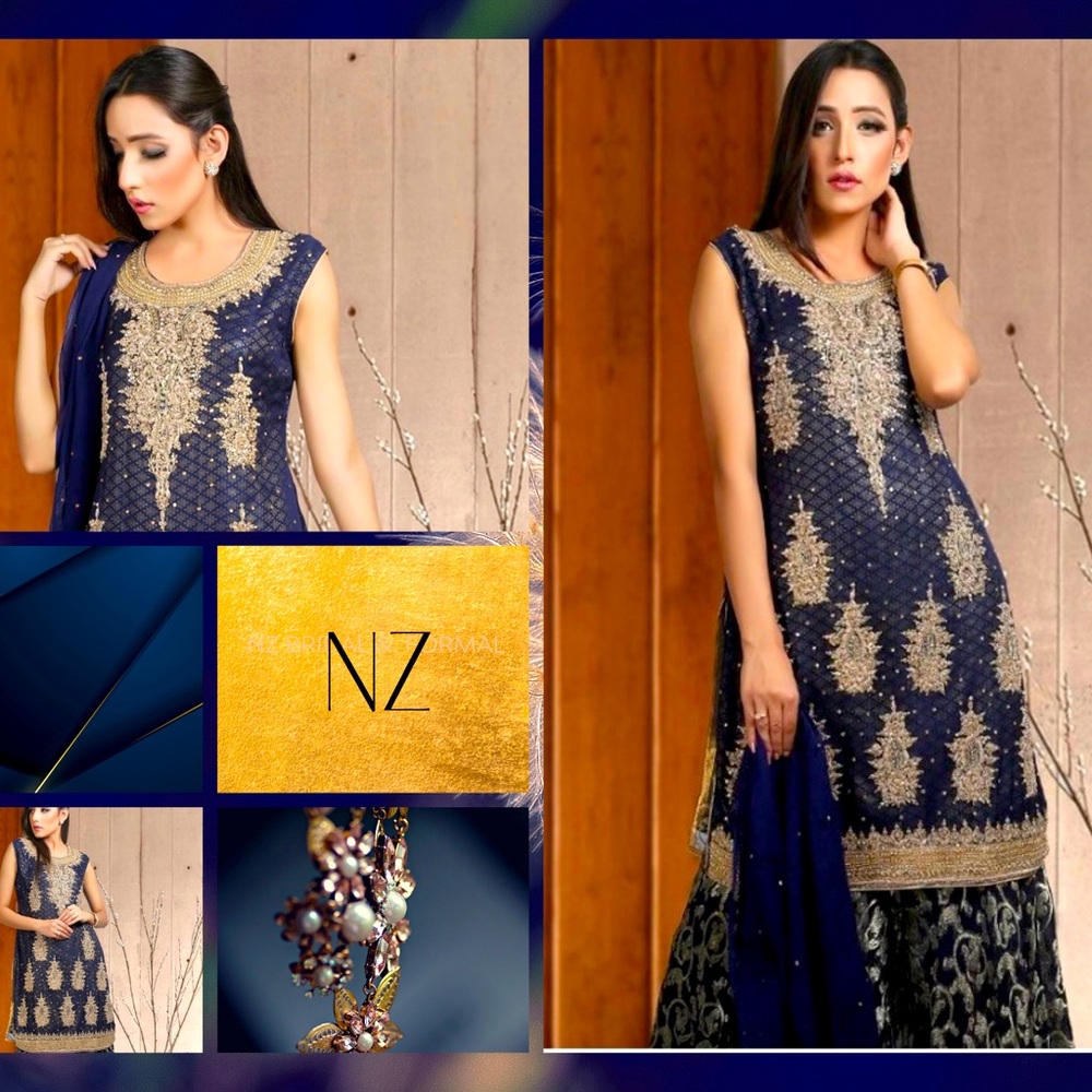Pakistani/Indian Suit. Trendy top with palazzos and scarf ( dupatta ).